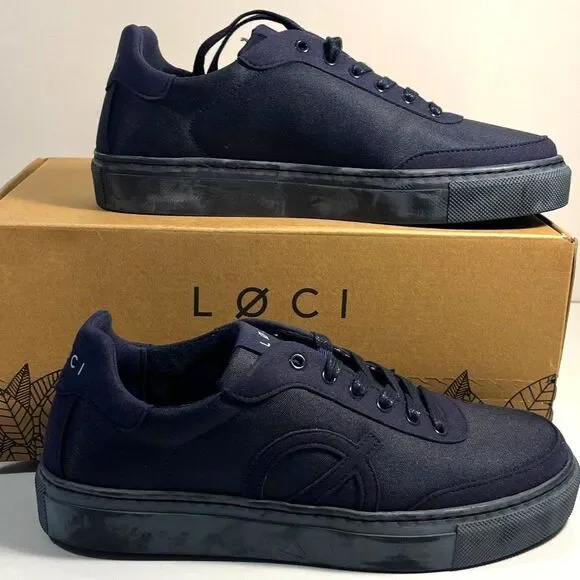 LOCI Women's Navy Nine Logo Low-Top Sneaker Shoes SZ 7.5 (38) NEW - Picture 1 of 7